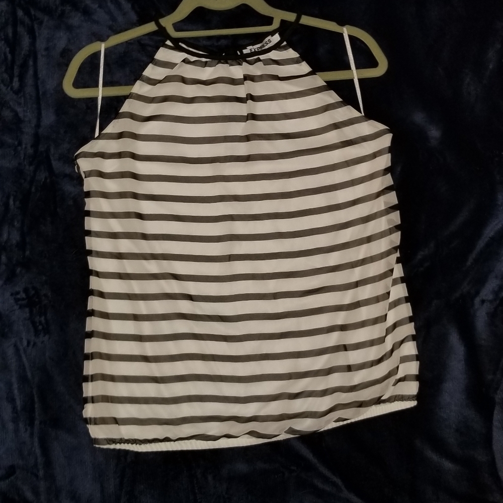 Express White and Black Tie Back Halter